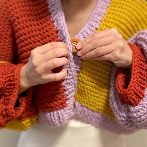 Cardigan Hand-Knitted Crop Top Gift for her Birthday Gift for Girlfriend - Picture 3 of 7